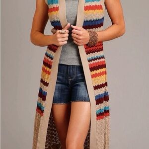 Stetson Colorful Striped Sleeveless Cardigan